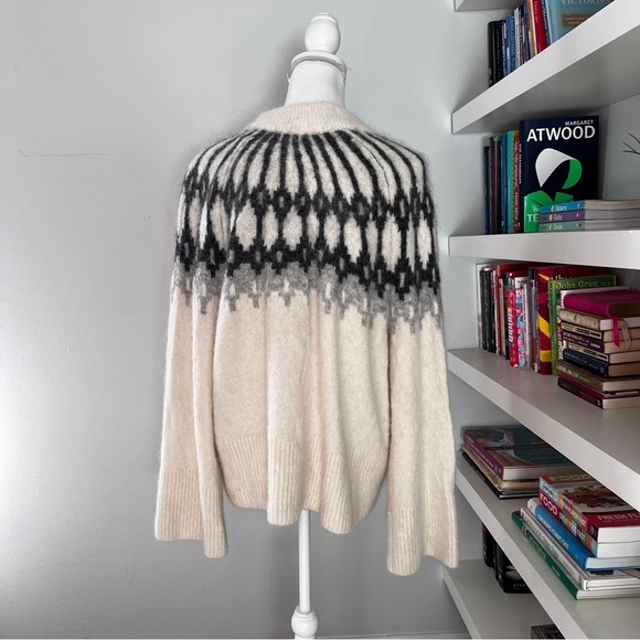 Banana Republic Fair Isle Mock-Neck Alpaca Sweater in Transition Cream size XL - Picture 7 of 14